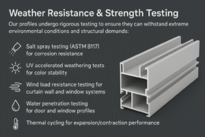 Weather resistance testing for aluminum profiles